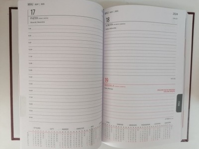 Kalendarz książkowy A5 2024, terminarz braz
