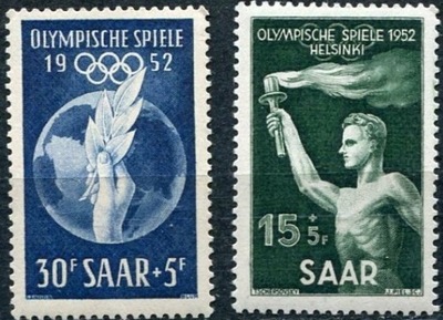 Niemcy Saara 1952 Znaczki 314-315 ** sport igrzyska olimpijskie Olimpiada
