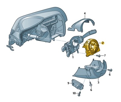 ПАТРУБОК SPIRALNY Z ПЛАТОЙ I ДАТЧИКОМ УГЛА ПОВОРОТА AUDI OE 4H0953568K