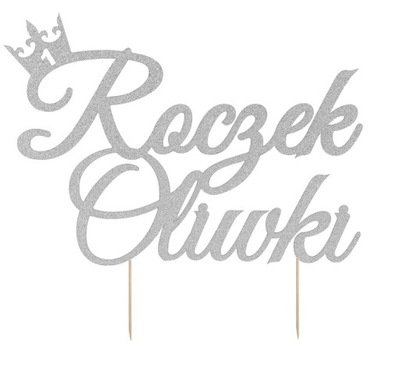 TOPPER na tort IMIĘ NAPIS na ROCZEK SREBRNY