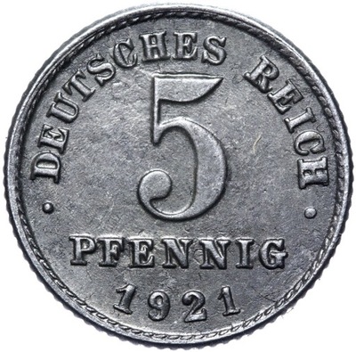 Niemcy - Cesarstwo - 5 Pfennig 1921 G - KARLSRUHE