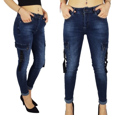 #DAMSKIE SPODNIE JEANS MŁODZIEŻOWE BOJÓWKI CARGO 3