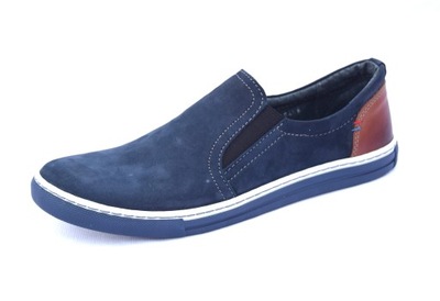 Trampki slip-on tenisówki półbuty skórzane 0394