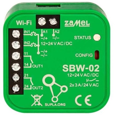 Sterownik bramowy Wifi 2-kanałowy ZAMEL SBW-02