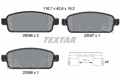 2509606/TEX КОЛОДКИ ТОРМОЗНЫЕ ЗАДНИЙ