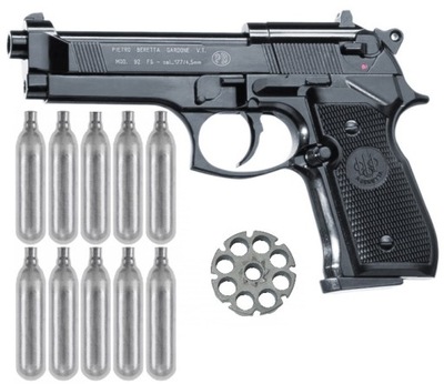 Wiatrówka Pistolet Umarex Beretta M92FS 4,5 mm ZESTAW 10x CO2 + MAGAZYNEK