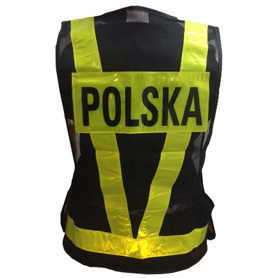 Safe Vest odblaskowa kamizelka z siatki napis POLSKA M regulowana rzepami