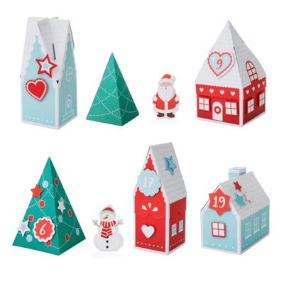Adventný kalendár Vianočné domčeky DIY 24ks