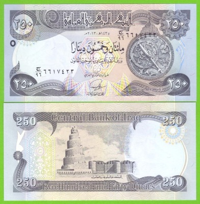 IRAK 250 DINARS 2013 P-97a UNC WIEŻA BABEL