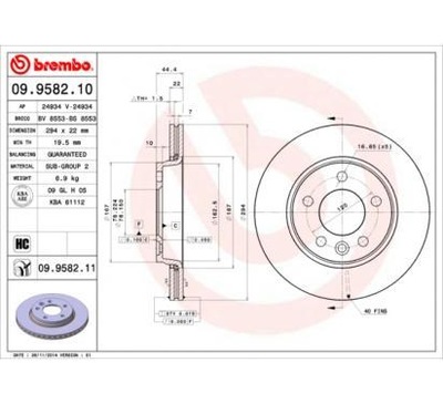 BREMBO DISKU STABDŽIŲ 294X22 V VW MULTIVAN V 