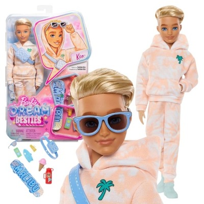 BARBIE DREAM BESTIES LALKA KEN MODOWA SPORTOWIEC EKOLOG VLOGER AKCESORIA 4+
