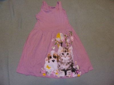 Sukienka bawełniana z kotkiem pieskiem 5-6L H&M