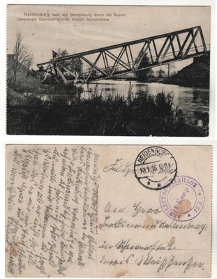 Nidzica Wysadzony most kolejowy 1916r.