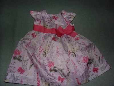 Sukienka w kwiaty z kokardą święta 0-3m Baby