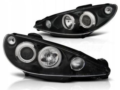 Фары peugeot 206 02-06r / cc белый кольца ccfl led черный фото №1