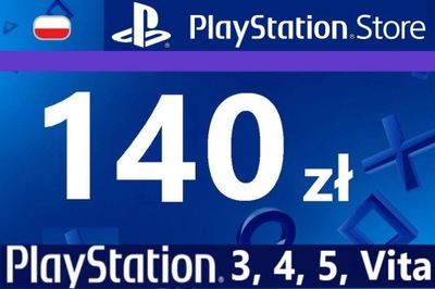 PlayStation 140 zł PSN Network Store Kod PS5 PS4 PS3
