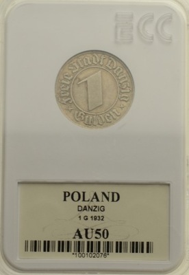 Wolne Miasto Gdańsk - 1 Gulden 1932 - Grading AU50