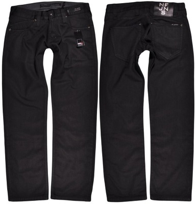 NF JEANS spodnie black STRAIGHT _ W30 L31