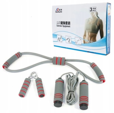 ZESTAW TRENING DOMOWY SKAKANKA ŚCISKACZ GUMA