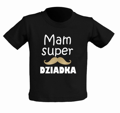 Koszulka czarna nadruk Mam super DZIADKA 7-8 lat