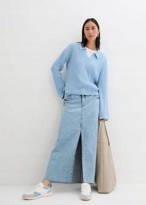 SPÓDNICA DŻINSOWA JASNONIEBIESKA DŁUGA 1E5D05 Bonprix 52