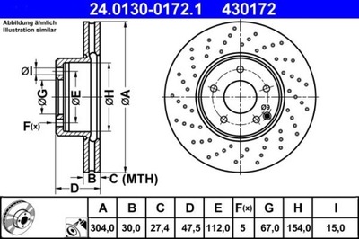 ДИСК ТОРМОЗНОЙ ПЕРЕД L/P MERCEDES S (W220) 3.7 06.03-08.05 ATE 24.0130-01