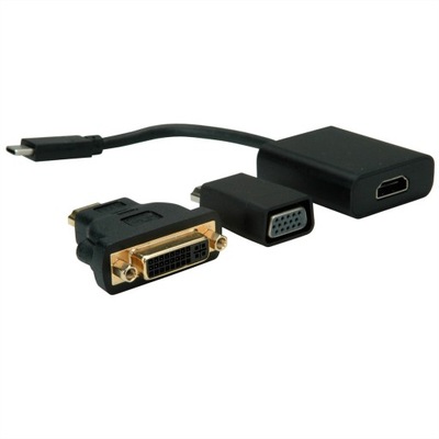 Adapter przejściowy USB-C do VGA + HDMI + DVI M/F