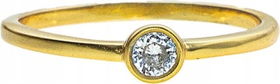 Srebrny pierścionek 925 delikatny pozłacany zdobiony białą cyrkonią r 12