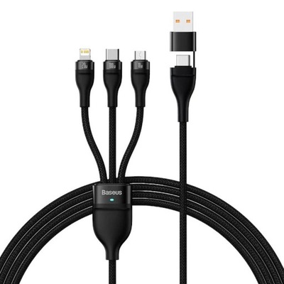 Kabel USB 3w1 Baseus Flash Series 2, USB-C + micro USB + Lightning, 100W, 1