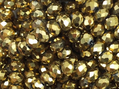 Szklane oponki fasetowane ant złoto 6x5- sznur