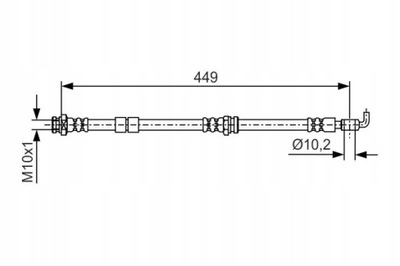 ПАТРУБОК ТОРМОЗНОЙ ГИБКИЙ ПЕРЕД L/P (DŁ. 449MM,