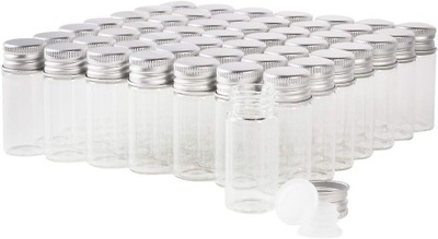 Szklane fiolki Małe butelki z aluminiowymi zakrętkami 48szt