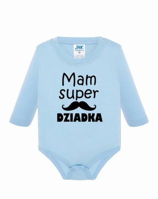 Body niebieskie dla dziecka z napisem Mam super DZIADKA 9M