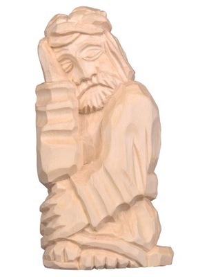 Figurka Jezus Chrystus frasobliwy rzeźba drewniana ręcznie rzeźbiona 21 cm