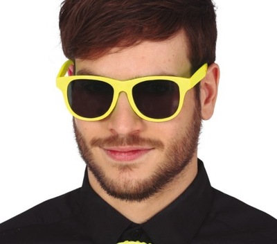 Okulary Przeciwsłoneczne Żółte Neonowe Lata 80