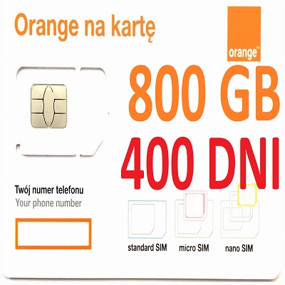 INTERNET NA KARTĘ STARTER ORANGE FREE 800 GB 400 DNI 4G LTE SIM E-SIM