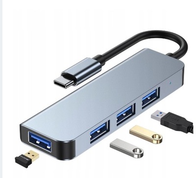 HUB USB-C ADAPTER PRZEJŚCIÓWKA HDMI 4w1 Szary