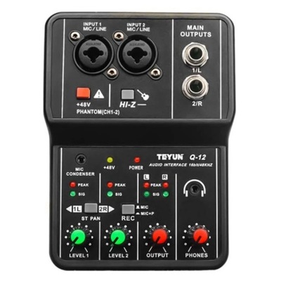 TEYUN Q-12 Sound Card Audio Mixer Sound Board Cons