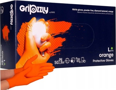 ПЕРЧАТКИ NITRYLOWE МОЩНЫЙ RĘKAWICZKI ORANGE GRIP L