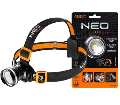 LATARKA LED CZOŁOWA 400 LUM ZOOM CREE R5 3XAAA