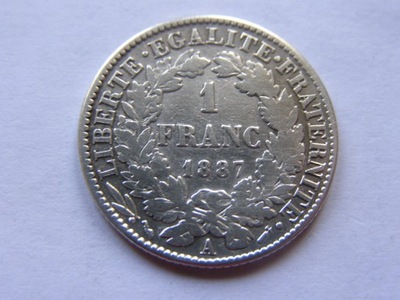 FRANCJA FRANCE 1 FRANC 1887 ROK SREBRO BCM !! 0235