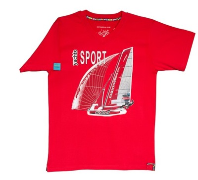 Koszulka żeglarska Navinations Sport Yachts, czerwona, rozm XL