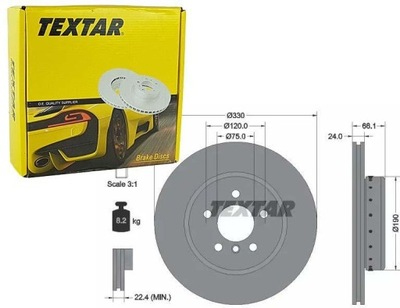 TEXTAR ДИСКИ ТОРМОЗНЫЕ ТОРМОЗНЫЕ ПЕРЕД 92265825