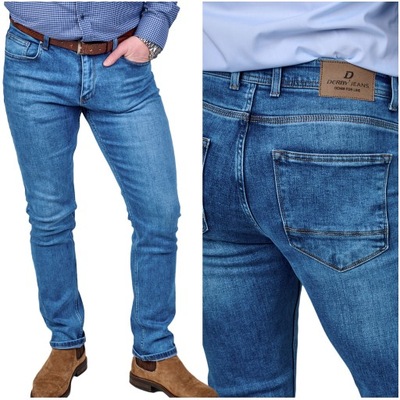 Męskie spodnie jeansowe klasyczne jeansy niebieskie slim 270 zwężane 38