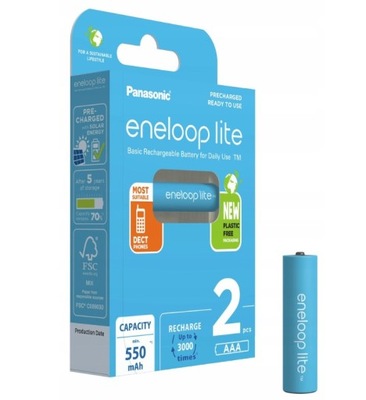 Akumulatorki Panasonic Eneloop LITE Paluszki HR03 AAA 2 szt.