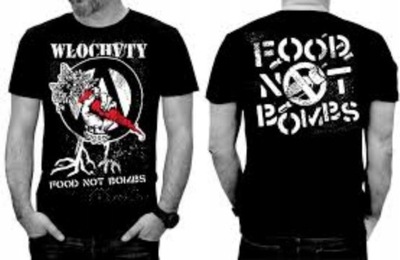 T-SHIRT KOSZULKA WŁOCHATY FOOD NOT BOMBS L