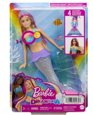 LALKA Barbie Malibu Syrenka świecąca