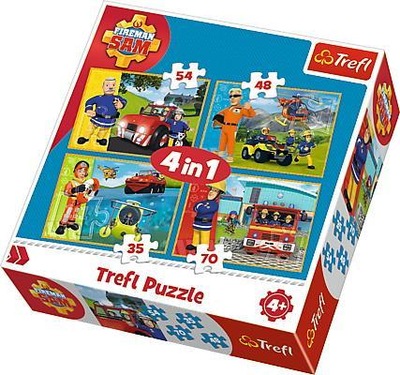 Trefl Puzzle 4w1 Strażak Sam na ratunek