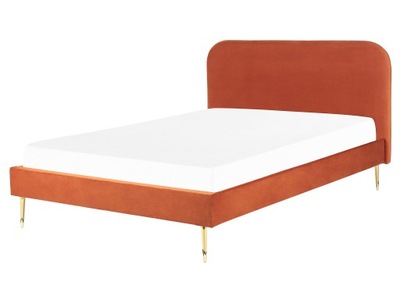 Łóżko welurowe 160x200 pomarańczowe