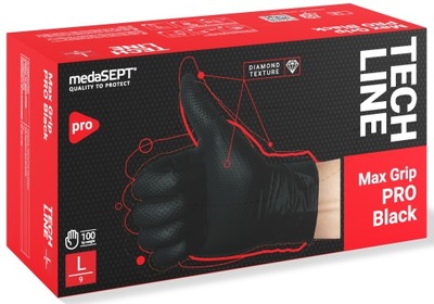 MEDASEPT MAX GRIP PRO BLACK POTENTE REKAWICE NITRYLOWE JEDNORAZOWE XXL  